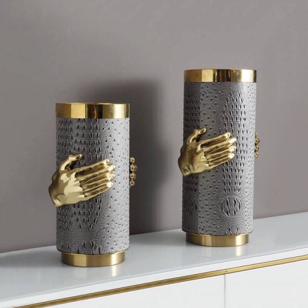 Large Brass Cylinder Vases1